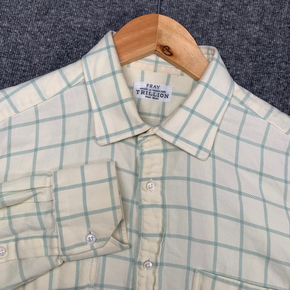 Fray Trillion Palm Beach Shirt Men 3 Large Button Up Flannel Soft Italy Made